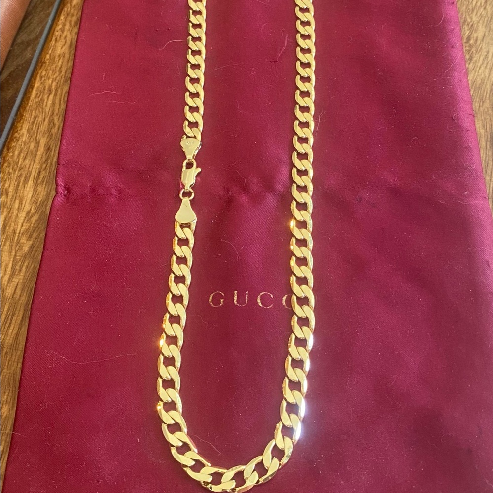 14k gold over silver (vermeil) HEAVY 24” 10mm curb link cuban. Waterproof